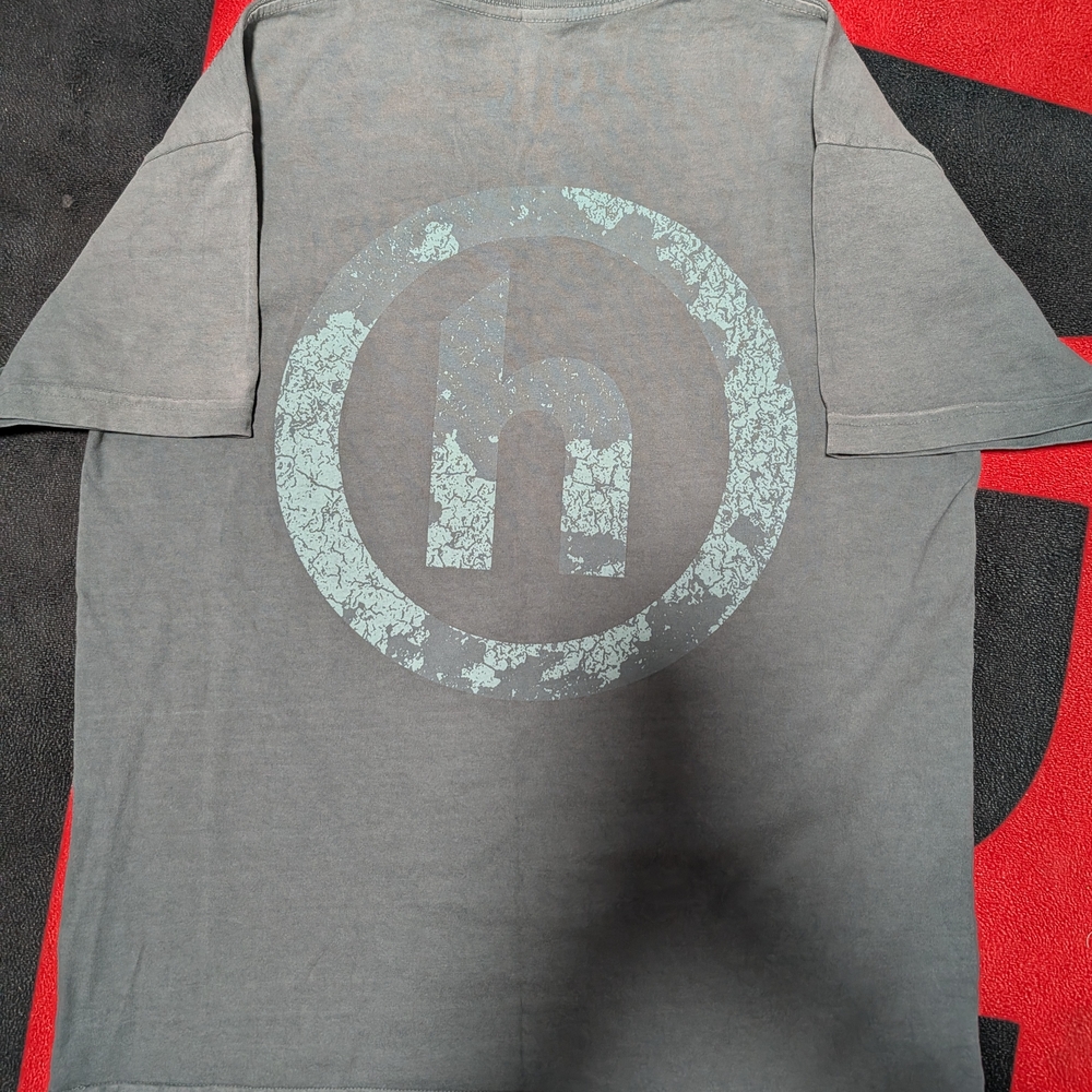 Hidden H Logo Cracked Print Vintage Wash Tee  Size S